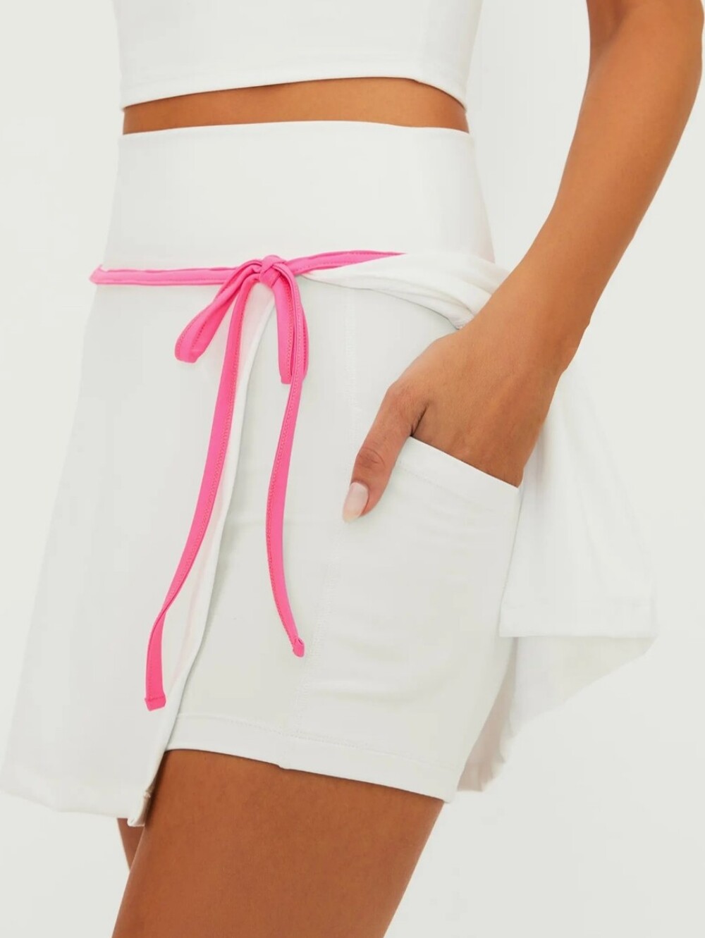 NEW Beach Riot White Pink Sport Skort Skirt Pink Drawstring Boho Tennis Prep M
